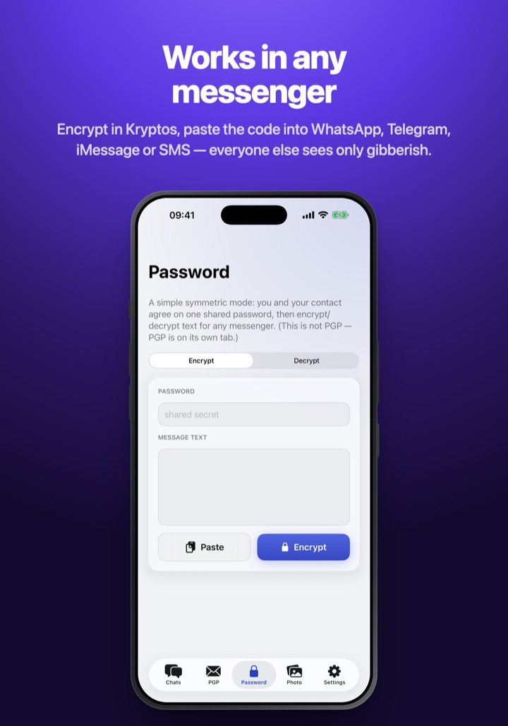 Kryptos — works in any app